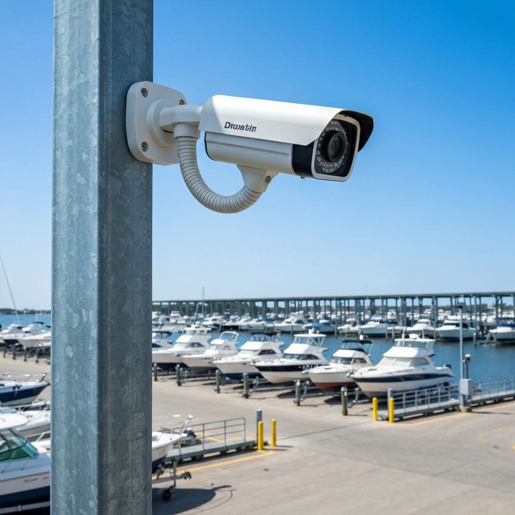 Security camera at boat storage facility