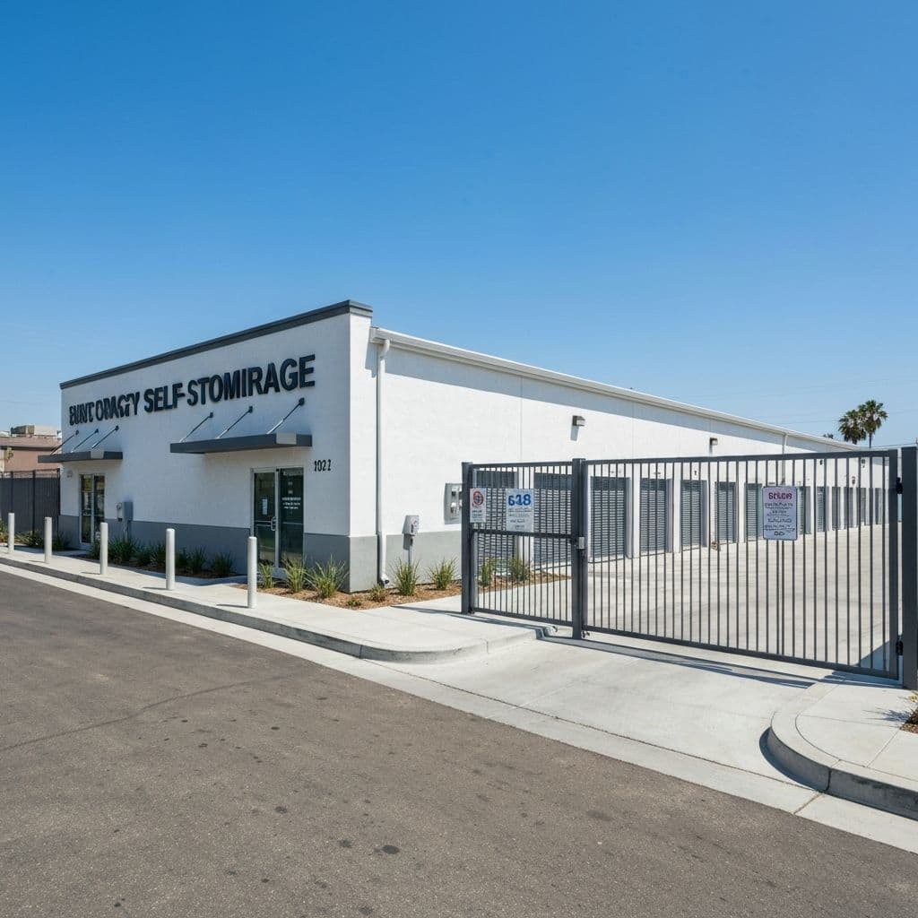 Exterior view of Don Temple Storage facility in Long Beach