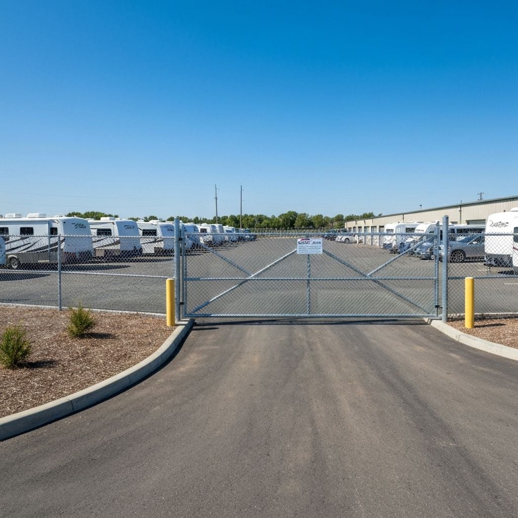 Fenced outdoor storage lot at 3750 E Spring Street