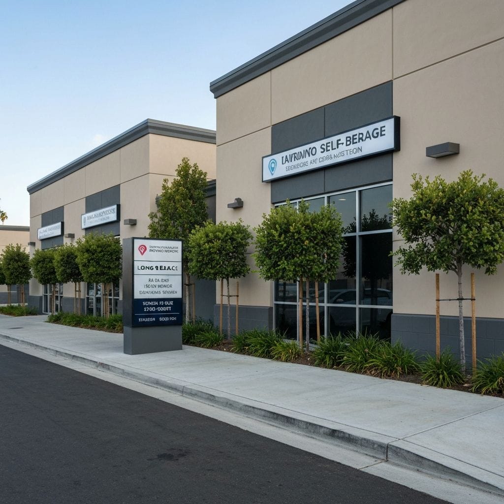 Storage facility exterior on E Spring Street