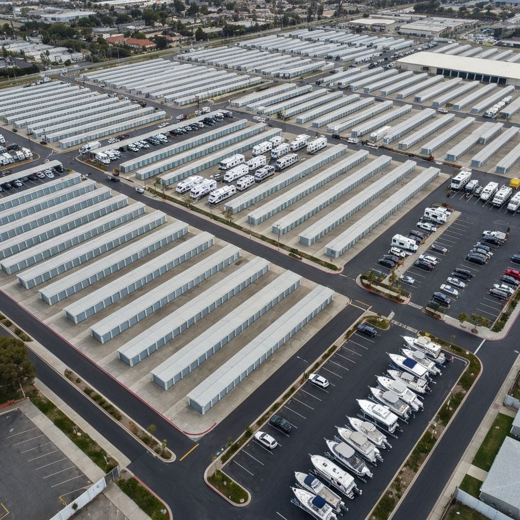Aerial view of 3750 E Spring Street storage facility