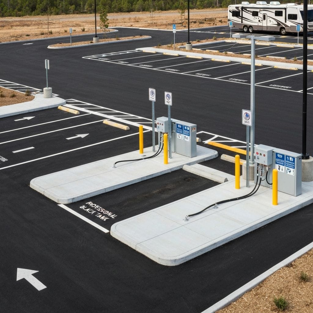 Pull-through RV dump station