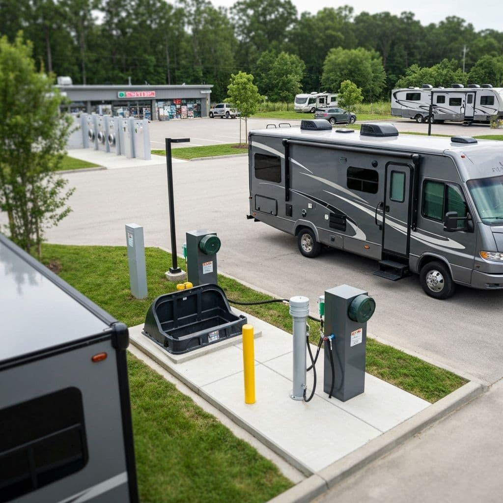 RV dump station amenity at facility