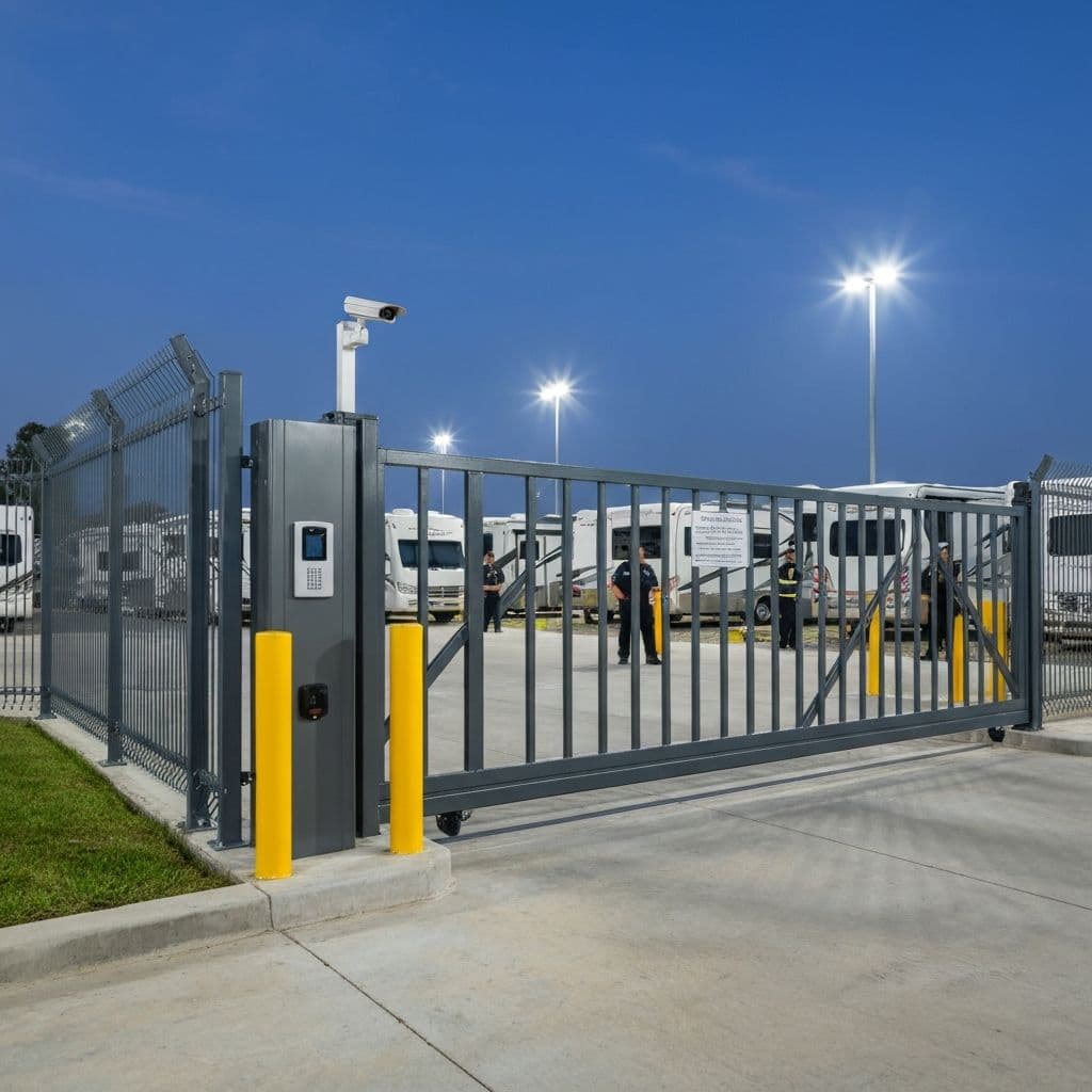 Perimeter fence and security at storage facility