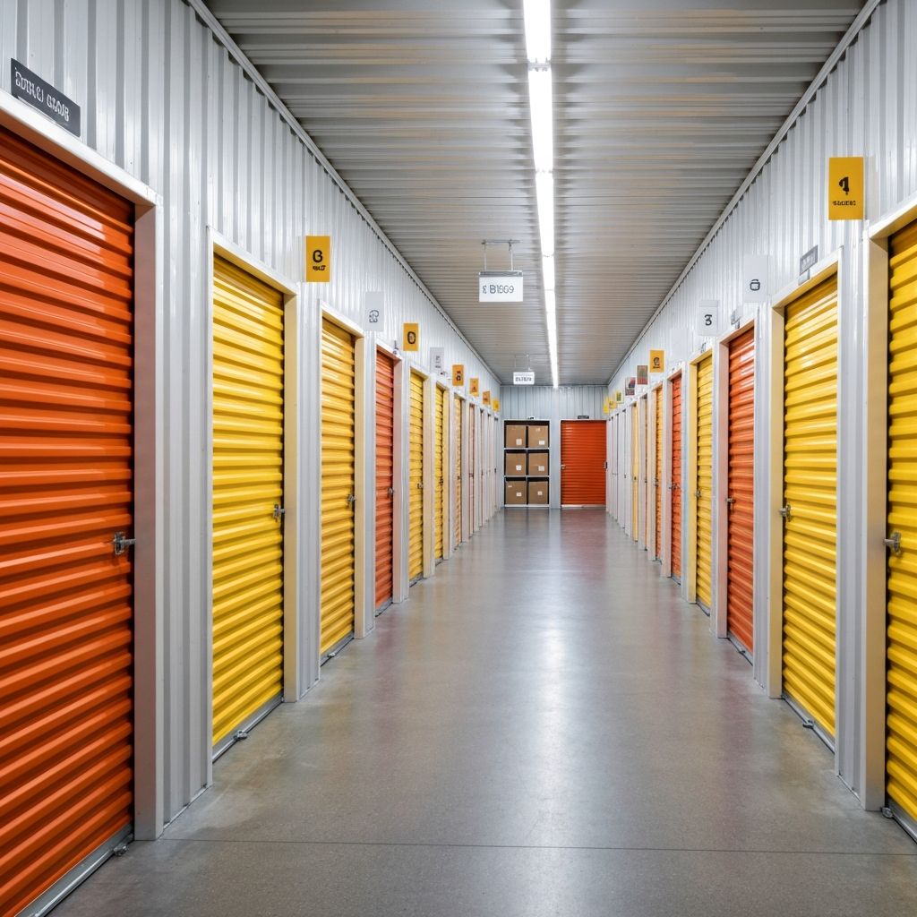 Interior view of clean self-storage units